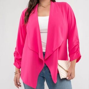 Perch by Blu Pepper Draped Collar Hot Pink Blazer Size 2x